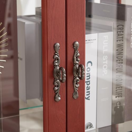 Corner Curio Cabinet with Glass Doors and Adjustable Shelves A379