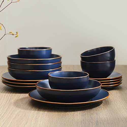 32 Piece Stoneware Dinnerware Set for 8, Blue D998076