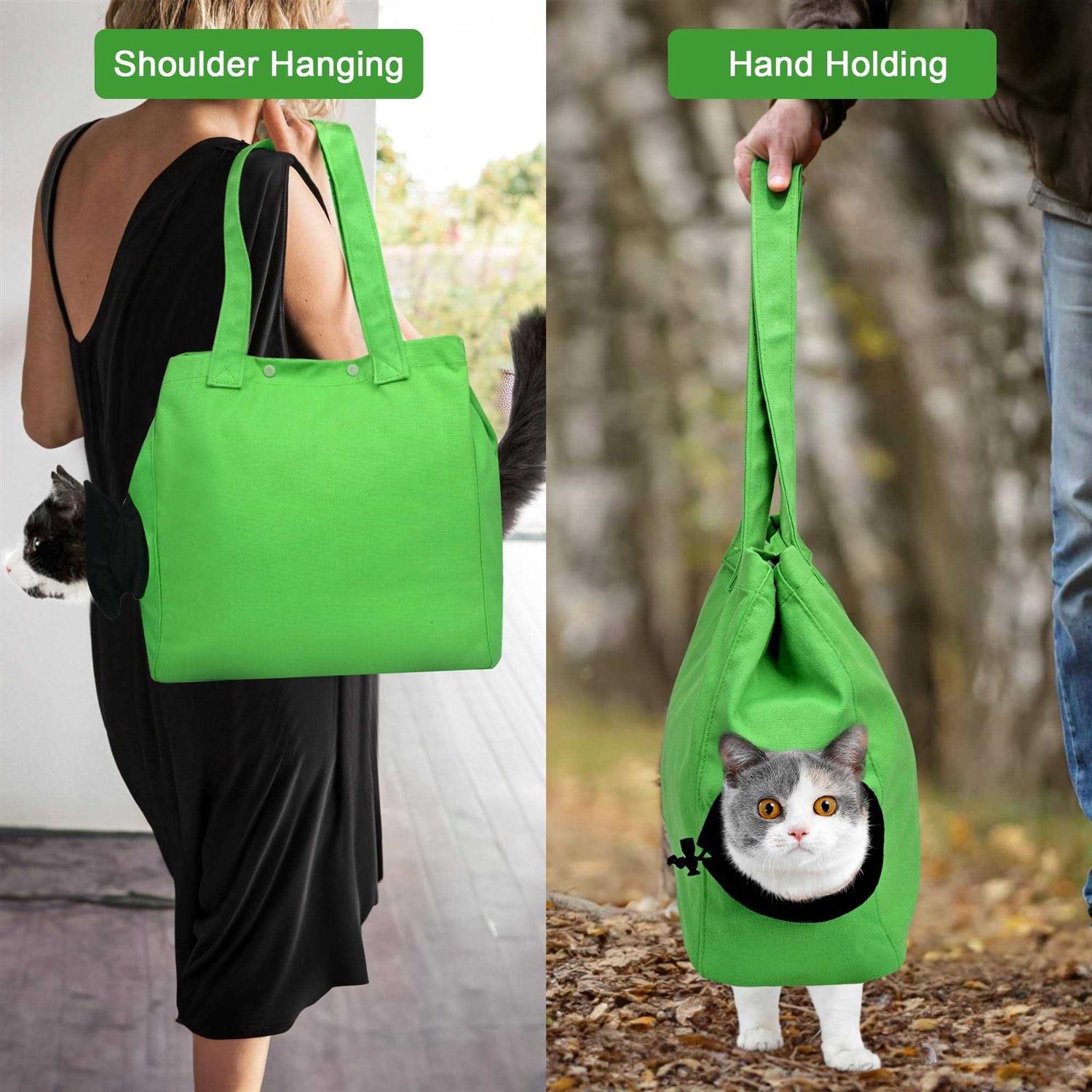 Cat Carrier Soft Travel Bag Sling for Cats and Dogs, Green, Large A6351