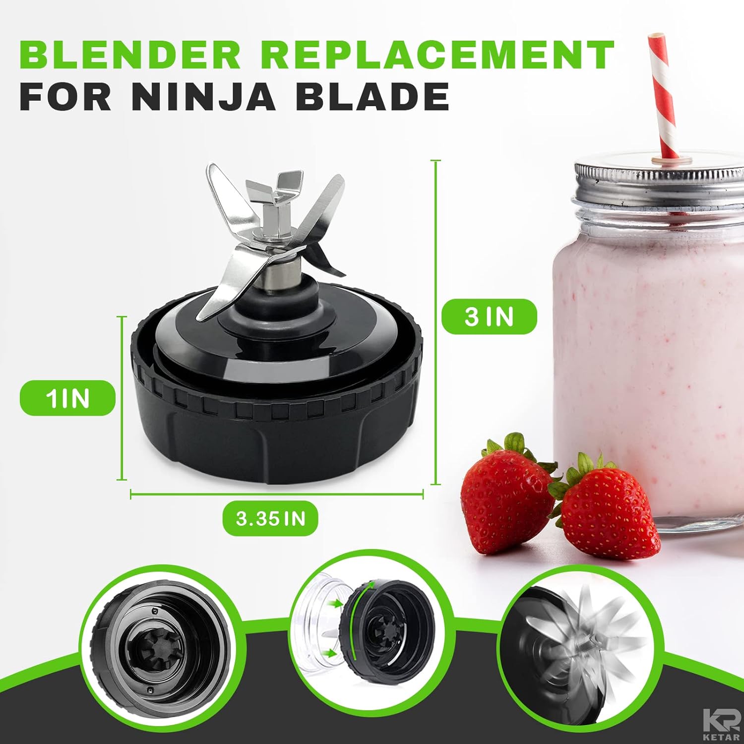 Blender Cups and Blade for Shakes Smoothies - Single Serve Cup Lid B347265