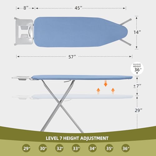 Foldable Ironing Board with Adjustable Height and Iron Holder G536