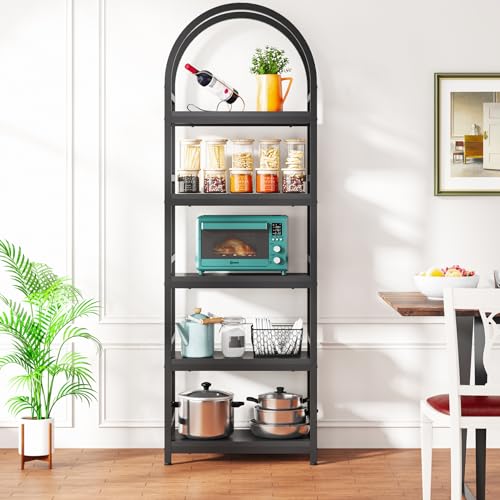 4-Tier Open Bookshelf, 71" Modern Arched Bookcase with Metal Frame Y3775