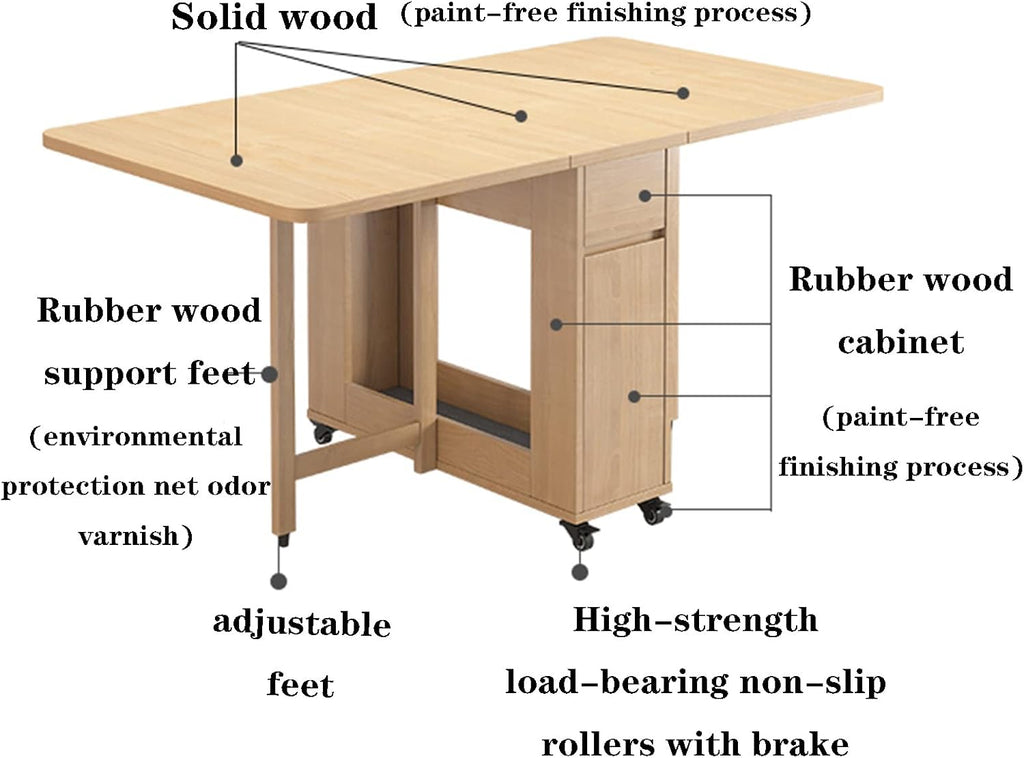 Extendable Solid Wood Drop Leaf Dining Table with Storage Drawer F2202