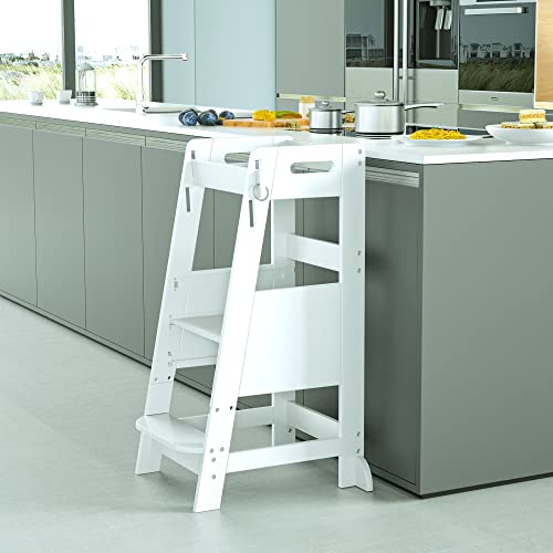 Bamboo Toddler Kitchen Step Stool with Anti-Slip Protection Q1488