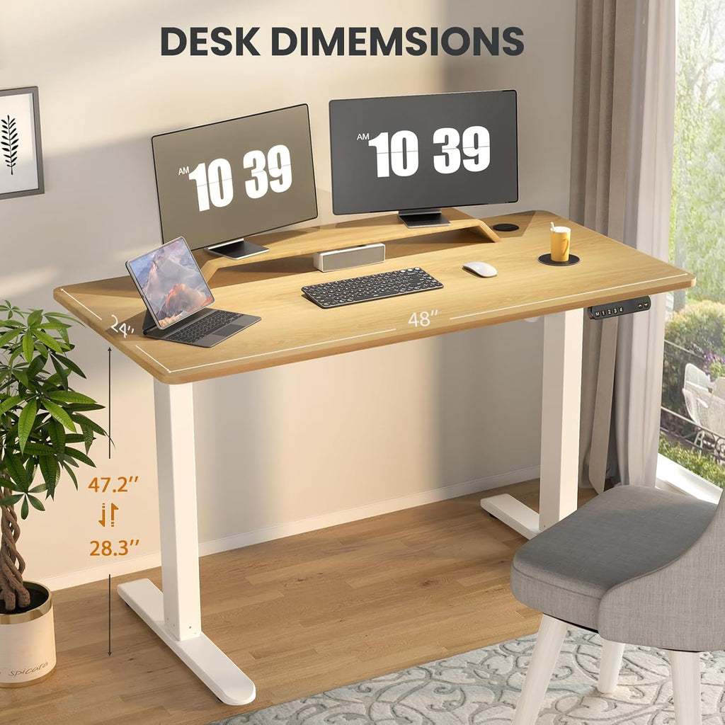 Adjustable Height Standing Desk 48 x 24 Inch Maple F197