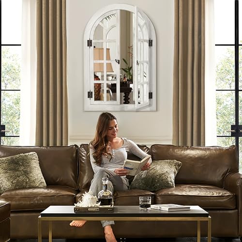 Arched Wall Mirror Wood Frame for Bedroom Living Room P83646