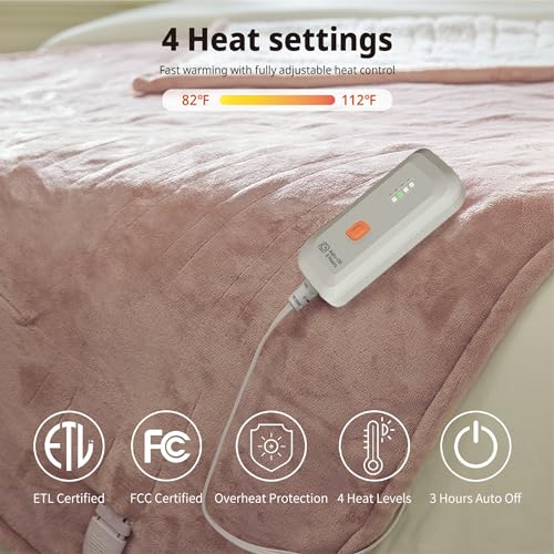Heated Blanket Electric Throw 50x60, Soft Plush with 4 Heating Levels P883523