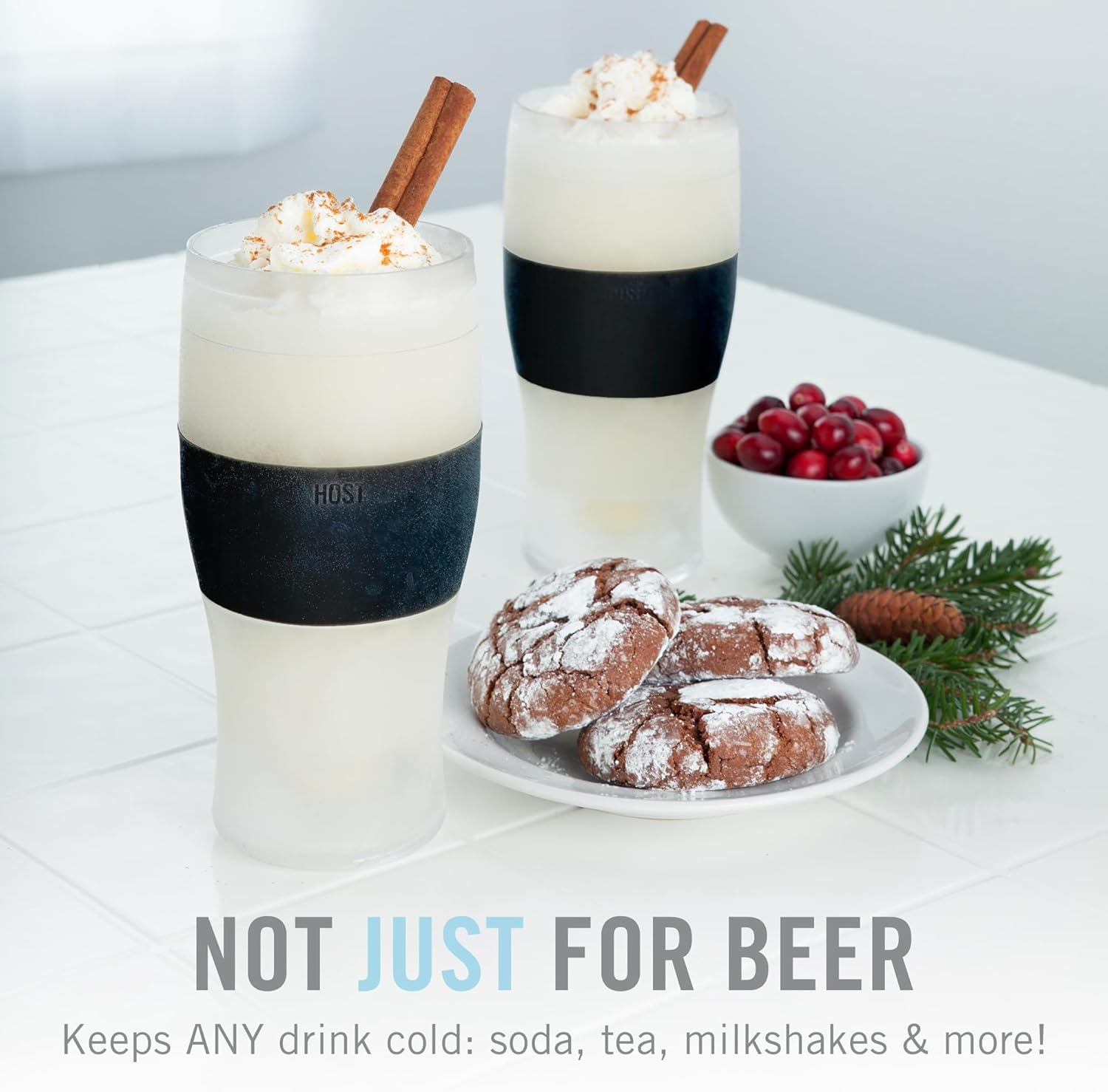 Frozen Mug Set for Beer and Iced Coffee, Double Walled, 16oz, Set of 2, Black E2696