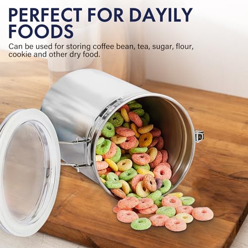 165oz Stainless Steel Airtight Food Storage Canister with Clear Lid and Locking Clamp A36031