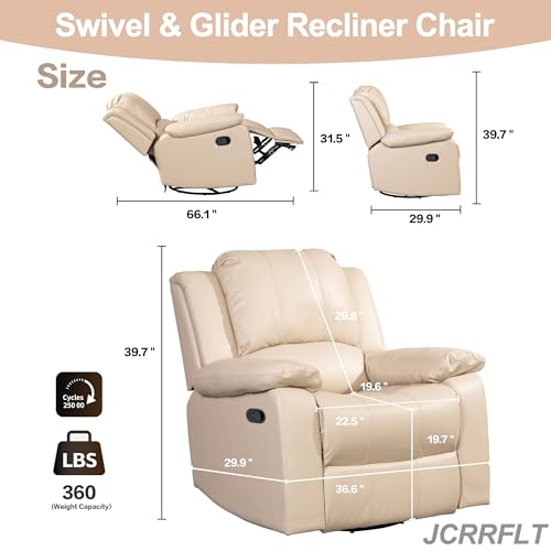 Swivel Recliner Chair with Adjustable Footrest, Beige B709