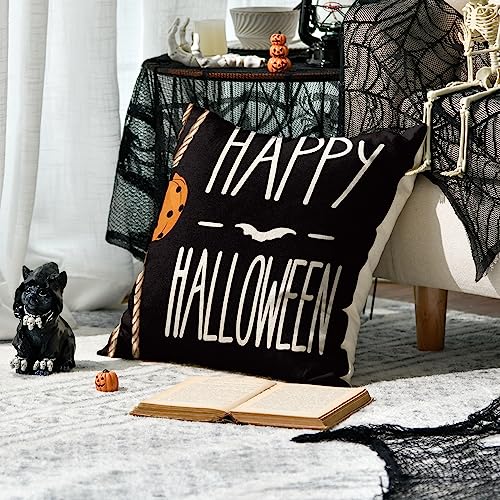 Halloween Black Cat Throw Pillow Covers 16x16 Set of 4 C2644
