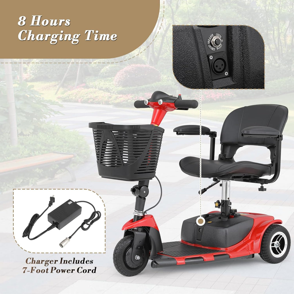 3 Wheel Mobility Scooter for Adults Seniors, Foldable Electric with Seat S3124
