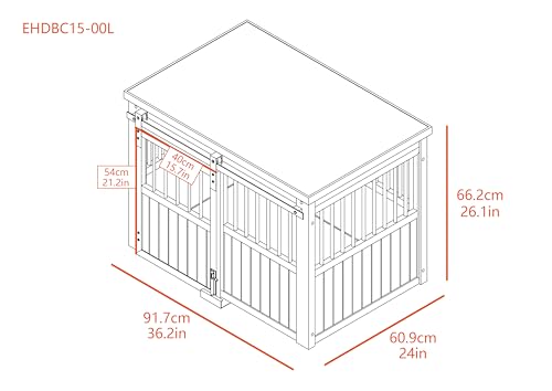 Sliding Barn Door Dog Crate with Removable Cushions, Large U54145