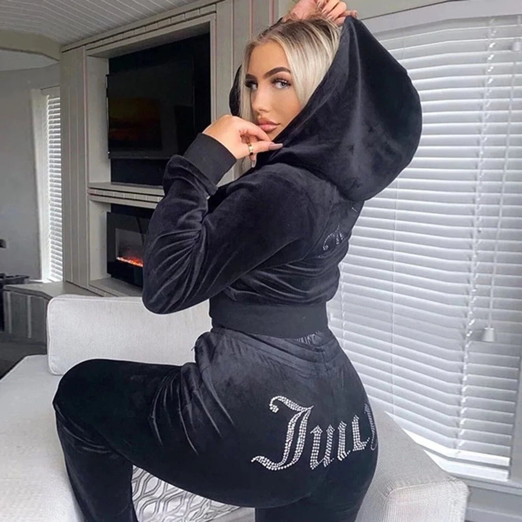Velour Tracksuit for Women Jogging Workout Sets Q12195