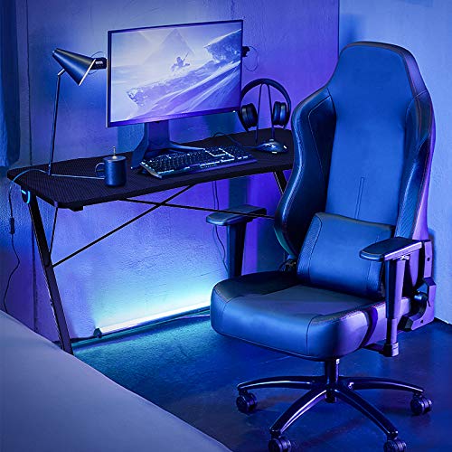 Gaming Computer Desk with LED Lights and Carbon Fiber Surface A225
