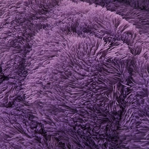 Faux Fur Comforter Cover Set Queen Dark Grey 3 Pieces O138140