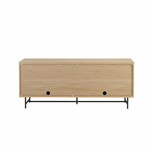 Scandinavian Grooved 4-Door Sideboard, 69 Inch, Black F832745