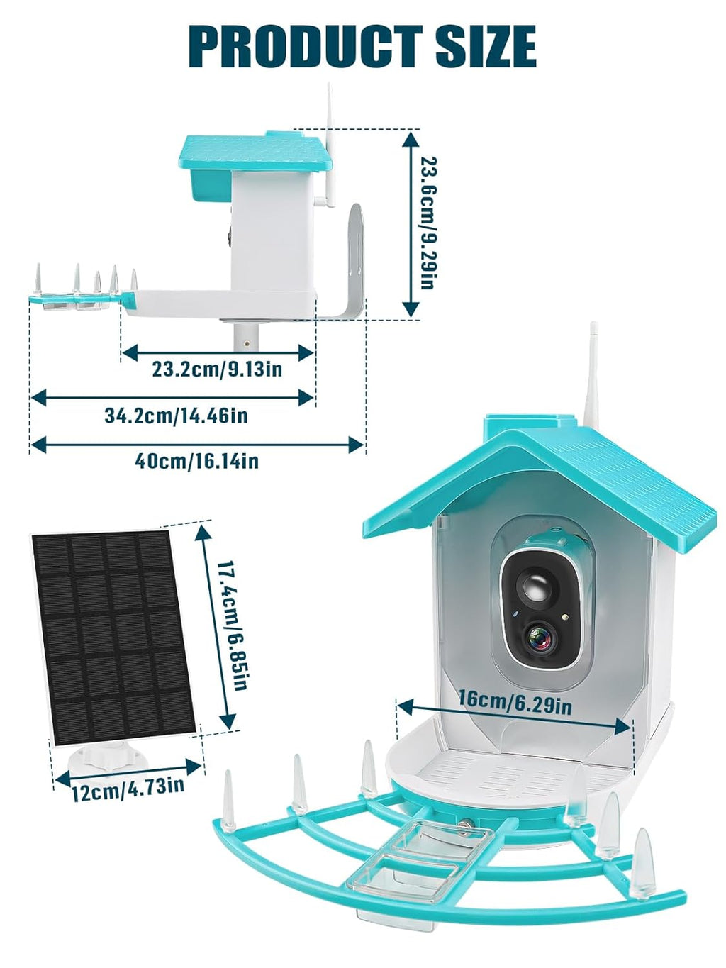 Smart Bird Feeder with Camera, Solar Powered Dual Charge, 1080P HD Video G11942