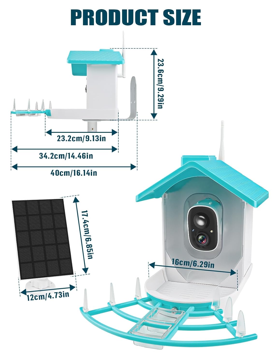 Smart Bird Feeder with Camera, Solar Powered Dual Charge, 1080P HD Video G11942