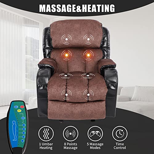 Massage Recliner Chair with Heat and Cup Holder, Black H519352