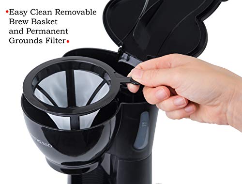 Mini Drip Coffee Maker with Brewing Basket, Black, 10.5oz Y8943