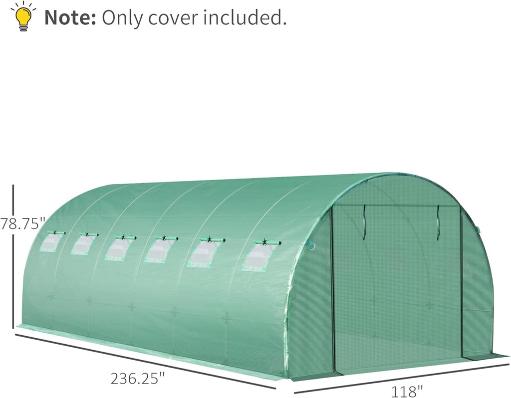 Greenhouse Cover Replacement for Hoop House, Waterproof Tarp with Windows S368