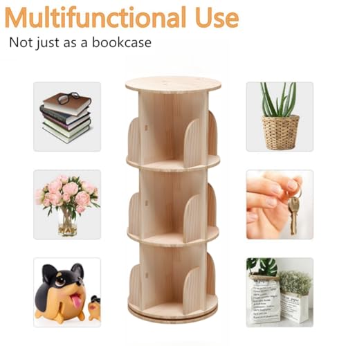 Kids Bookshelf, 2 Tier 360° Rotating Bookcase Organizer V65514