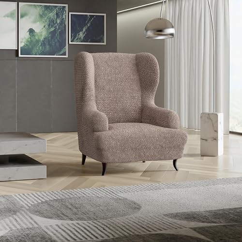Wingback Chair Slipcover - High Back Armchair Cover - Stretch Furniture Protector - Blue R753