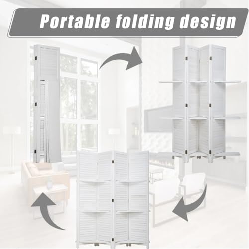Wood Room Divider 4 Panel Folding Screen with Double Hinged, Privacy Screen for Home Office Bedroom Y78887