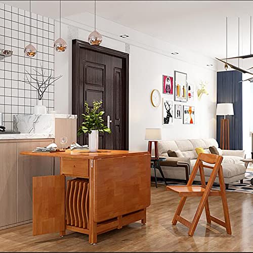 Drop Leaf Dining Table Set with 4 Chairs, Solid Wood for Small Spaces J894959