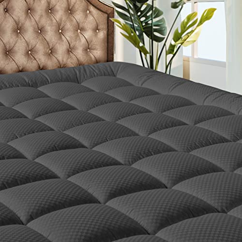Bedding Quilted Fitted Twin XL Mattress Pad Cooling Breathable Fluffy Soft Mattress Pad Stretches up to 21 Inch Deep, Twin Extra Long, White, Mattress Topper Mattress Protector