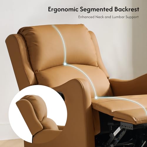 Swivel Rocker Recliner Chairs Set of 2, Faux Leather Manual Recliners for Living Room I78386