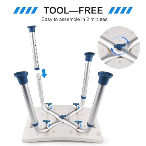 Shower Stool with Heavy Duty Crossbar, Height Adjustable Bath Chair, 500 lbs Capacity H9850