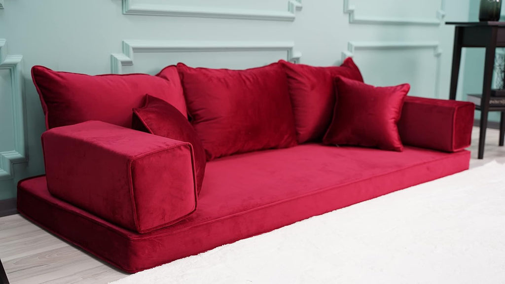 Velvet Floor Sofa in Red K717