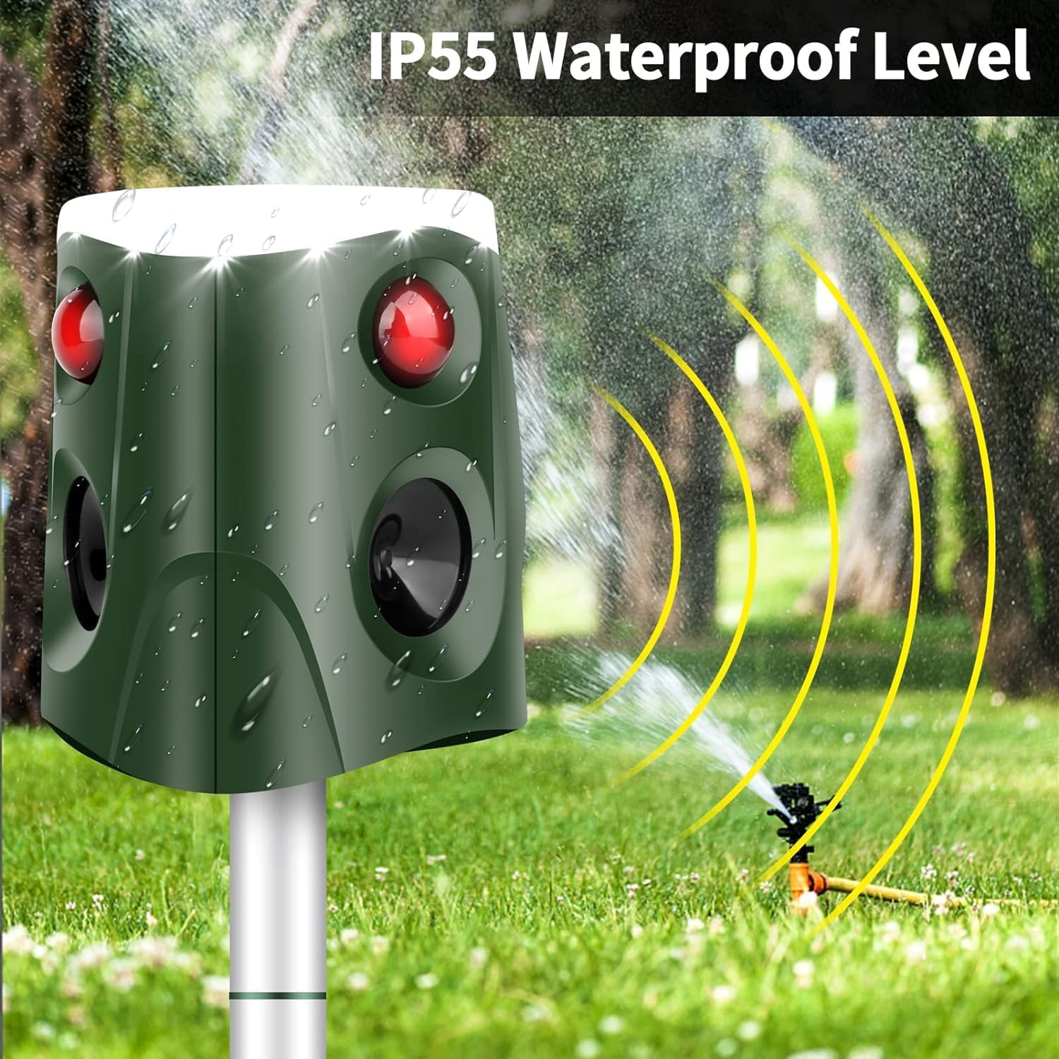 Solar Ultrasonic Animal Repellent with Motion Sensor for Outdoor Yard I29386