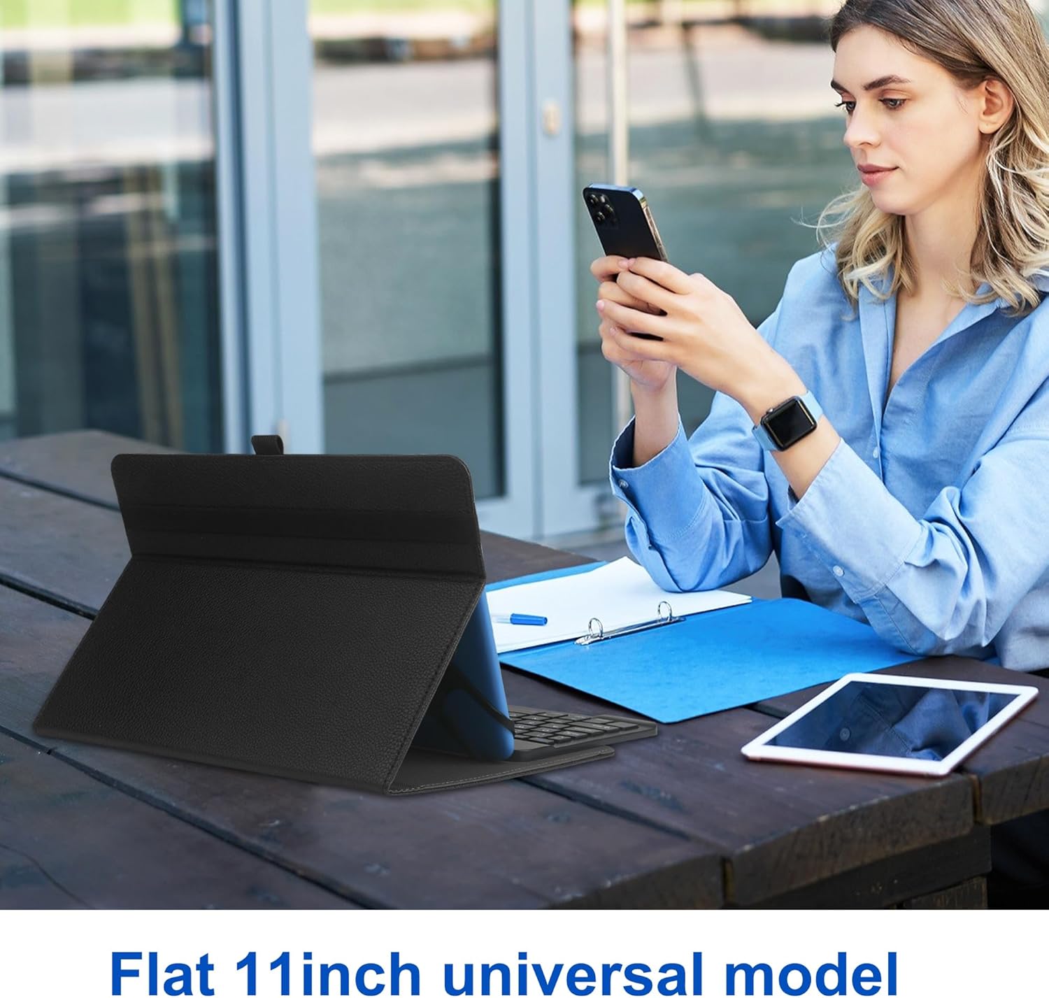 Universal Tablet Case with Wireless Bluetooth Keyboard and Pen Holder V14943