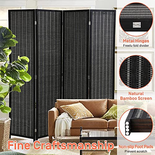Folding Room Divider 6 Panel Privacy Screen, Black V20285