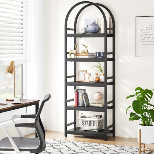 4-Tier Open Bookshelf, 71" Modern Arched Bookcase with Metal Frame Y3775