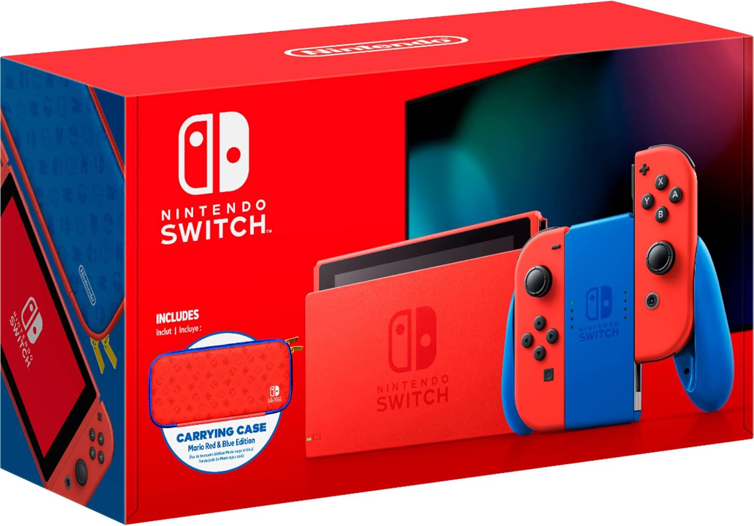 Mario Red & Blue Edition Console with Red Joy-Con, Blue Dock, 32GB Storage, 7-in-1 Carrying Case F2649