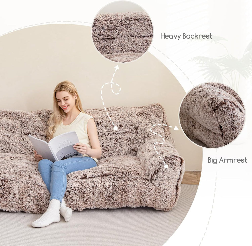 Giant Human Dog Sofa Bed, Comfy Floor Couch with Foam Support Mat, Faux Fur G831