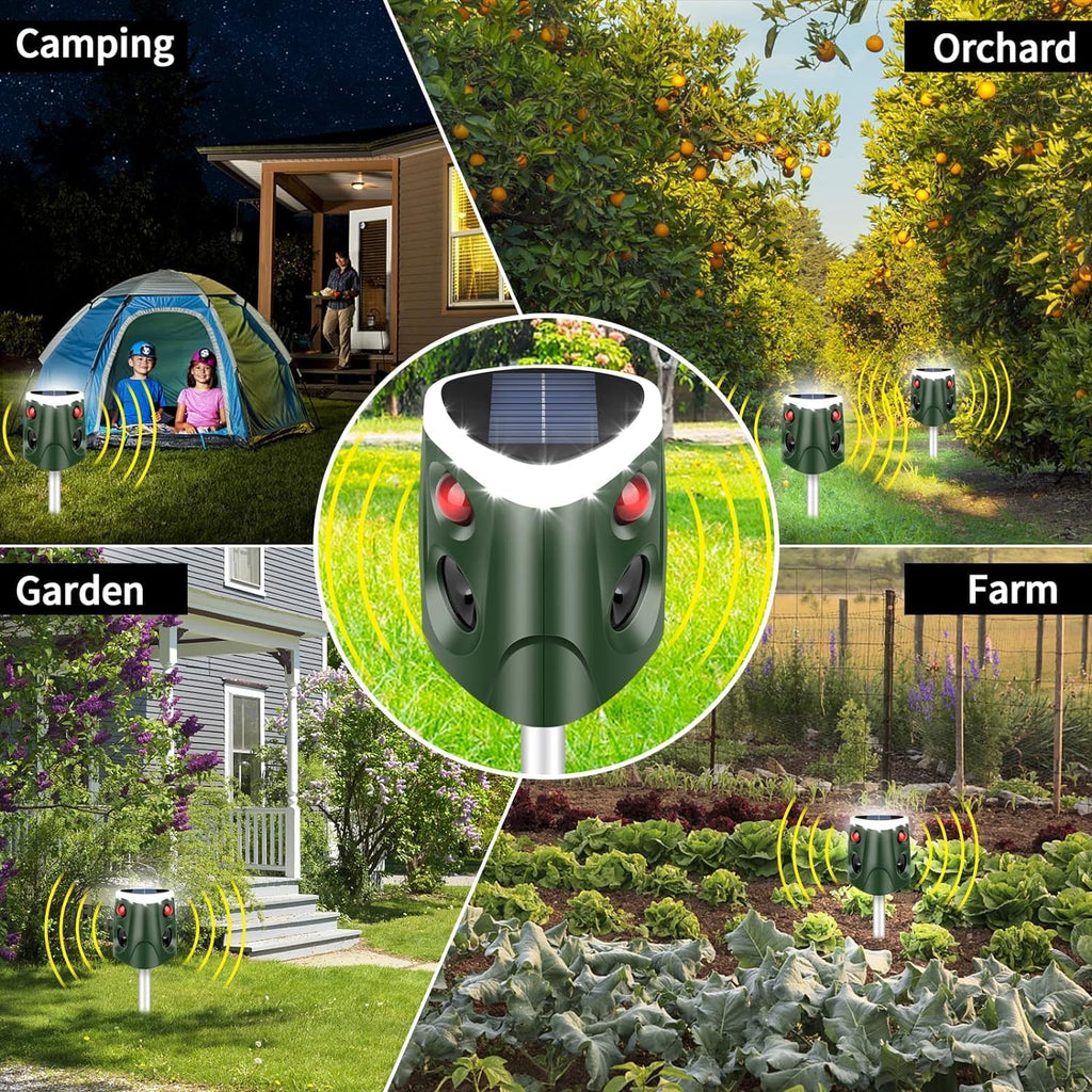 Solar Ultrasonic Animal Repellent with Motion Sensor for Outdoor Yard I29386