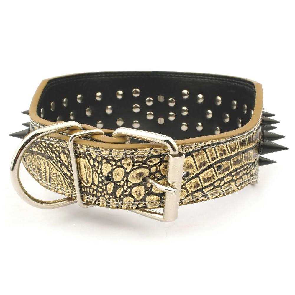 Sharp Spiked Studded Leather Dog Collar for Medium Dogs P58601