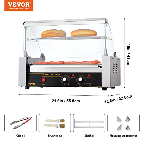 Hot Dog Roller, 12 Capacity, Stainless Steel Cook Warmer with Dual Temp Control R422034