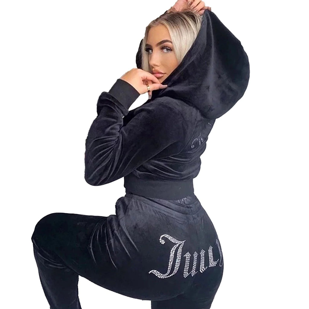 Velour Tracksuit for Women Jogging Workout Sets Q12195