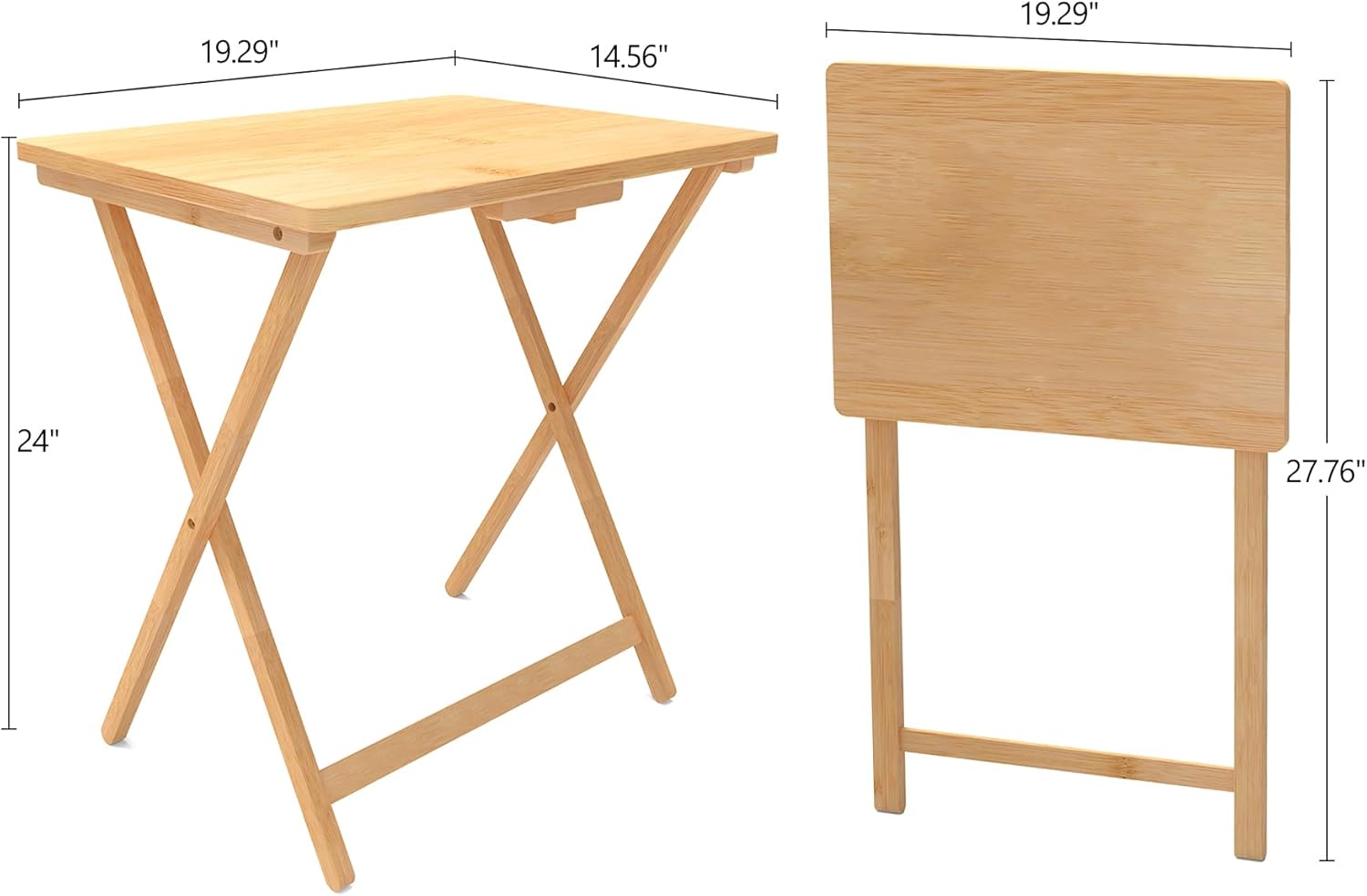 Folding TV Tray Table Set of 2, Bamboo, for Eating X1930