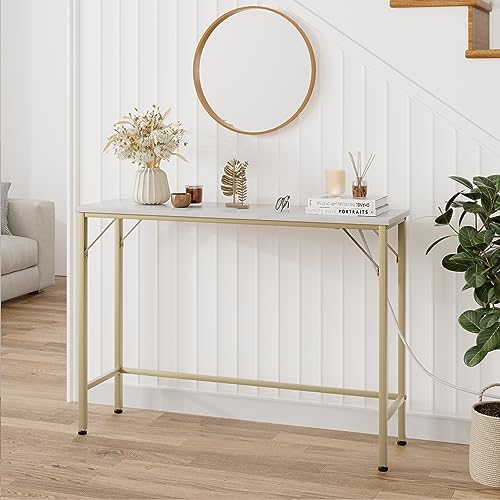 Narrow Console Table with Outlets for Living Room, Entryway, Hallway A936