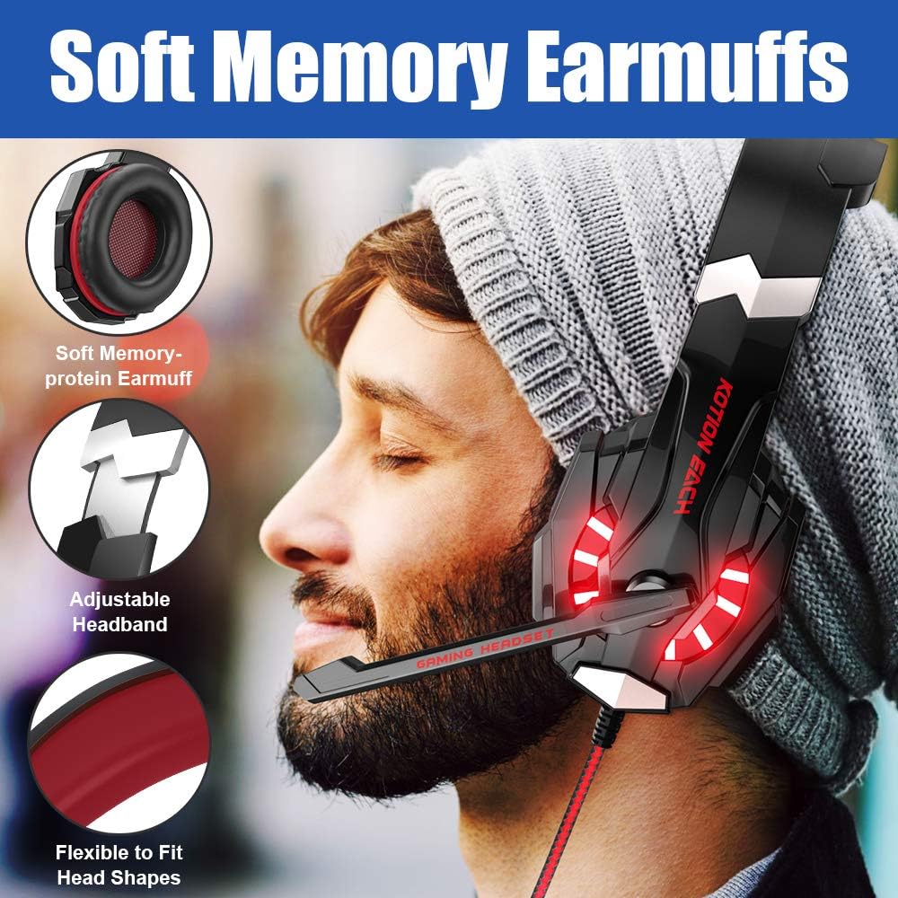 Stereo Gaming Headset for PS4, PC, Xbox One Controller, Noise Cancelling Over Ear Headphones with Mic X7174