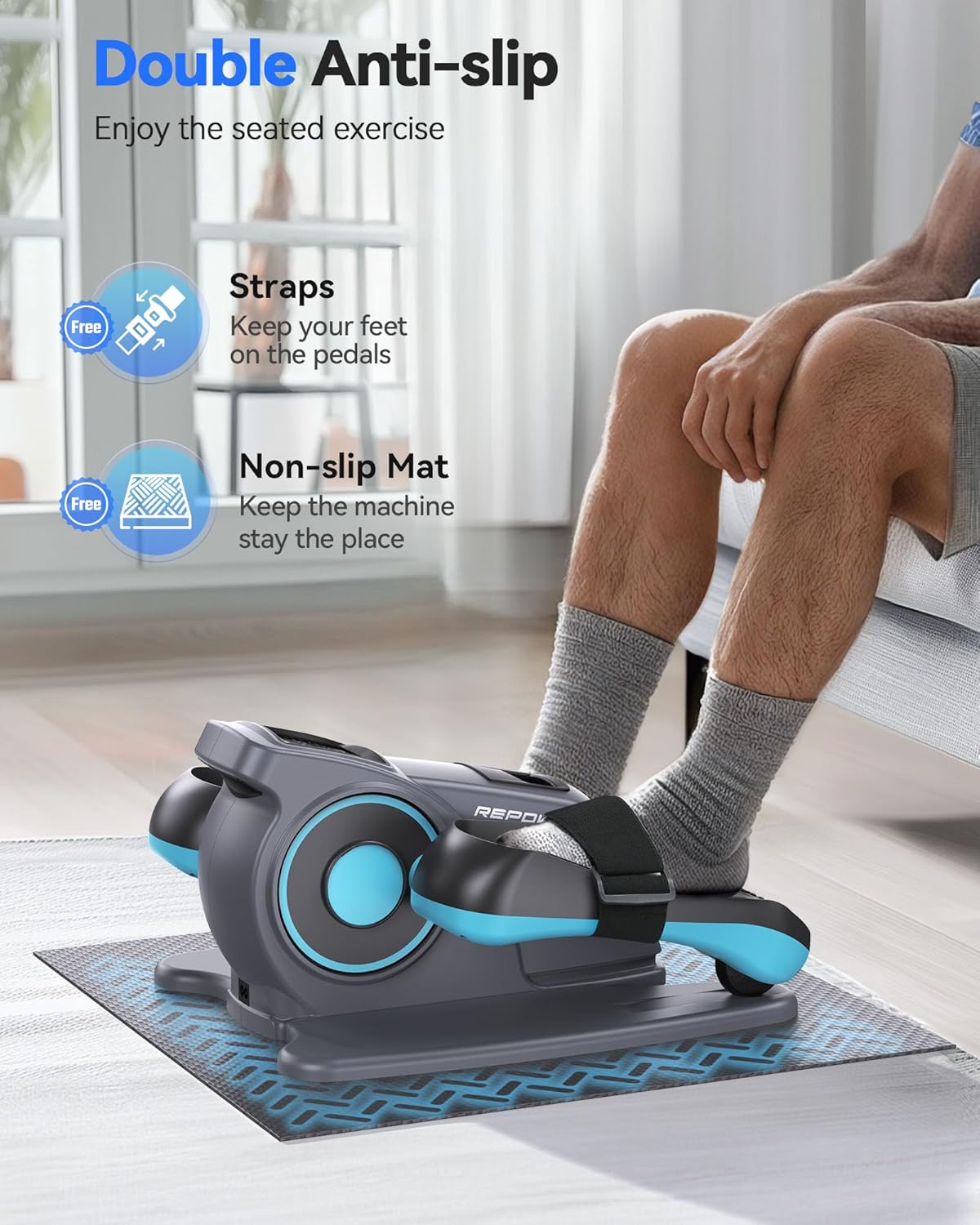 Under Desk Elliptical Machine for Seniors, Quiet Pedal Exerciser with Adjustable Speed Q71796