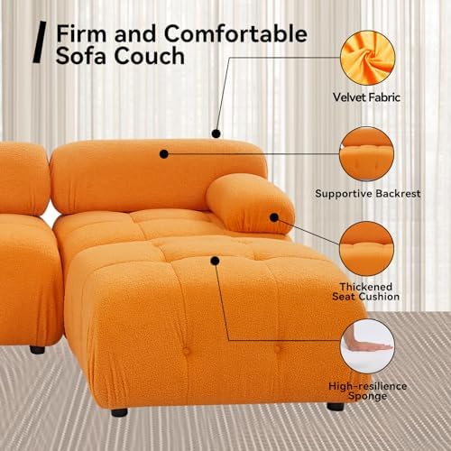 Modular Cloud Sofa Sectional with Teddy Fabric for Living Room I1976