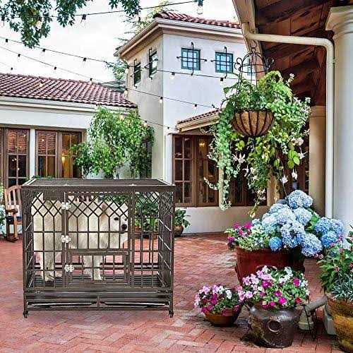 Heavy Duty Metal Dog Cage Pet Kennel Crate with Wheels L966514